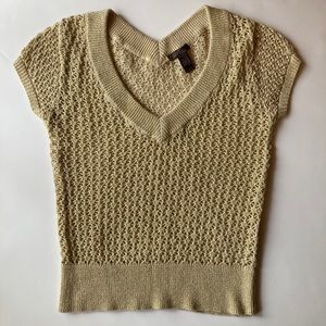 Mona Gold Crochet V-neck Top